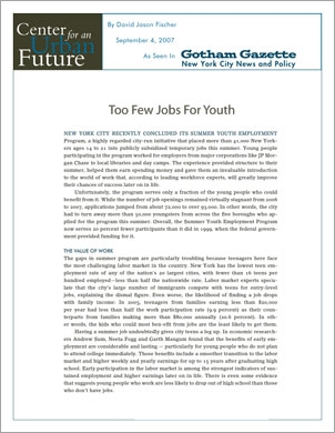 Too Few Jobs For Youth